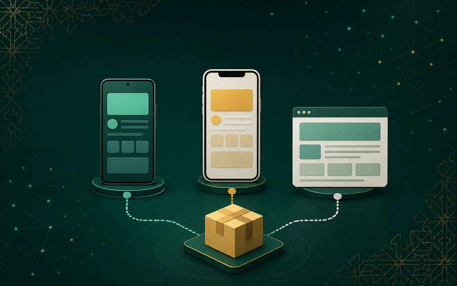 444bd App, APK ও mobile web-এর পার্থক্যের ধারণাচিত্র