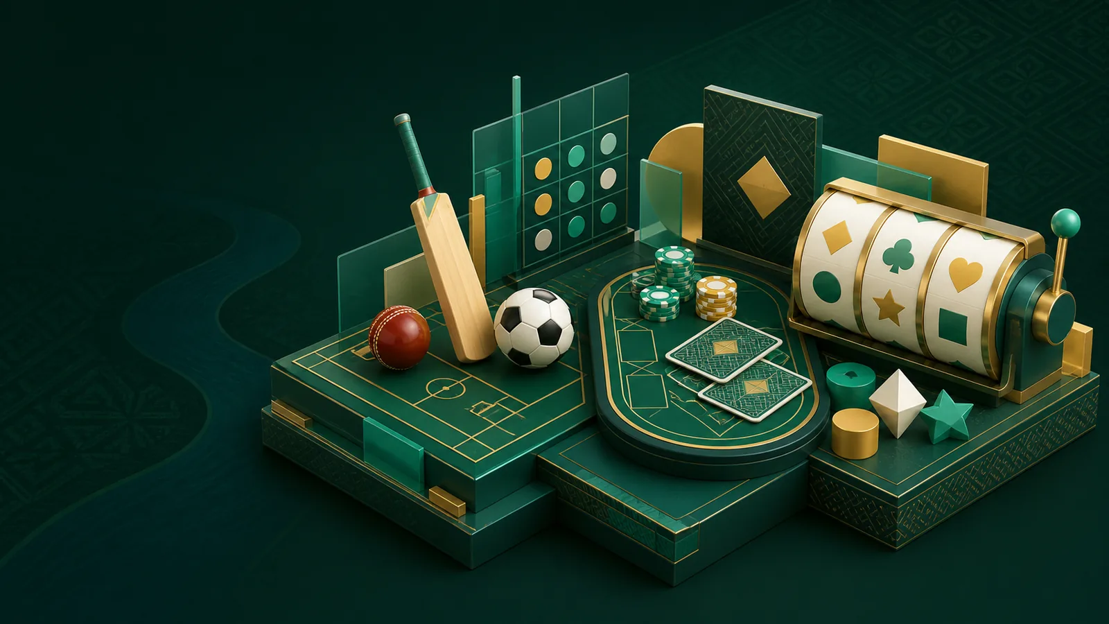 444bd-এর Sports/Bet, Casino/Live ও Slots কনটেন্ট বিভাগের ধারণাচিত্র